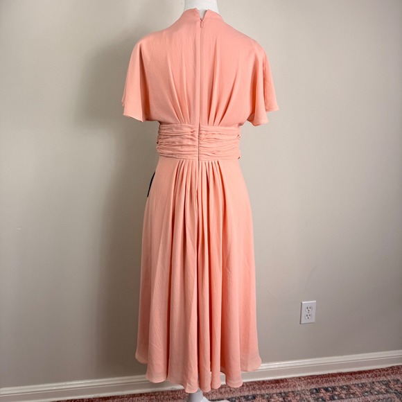 Gal Meets Glam Jane Tie Waist Midi Dress in Peach Pockets Size 2 NWT - Picture 4 of 16